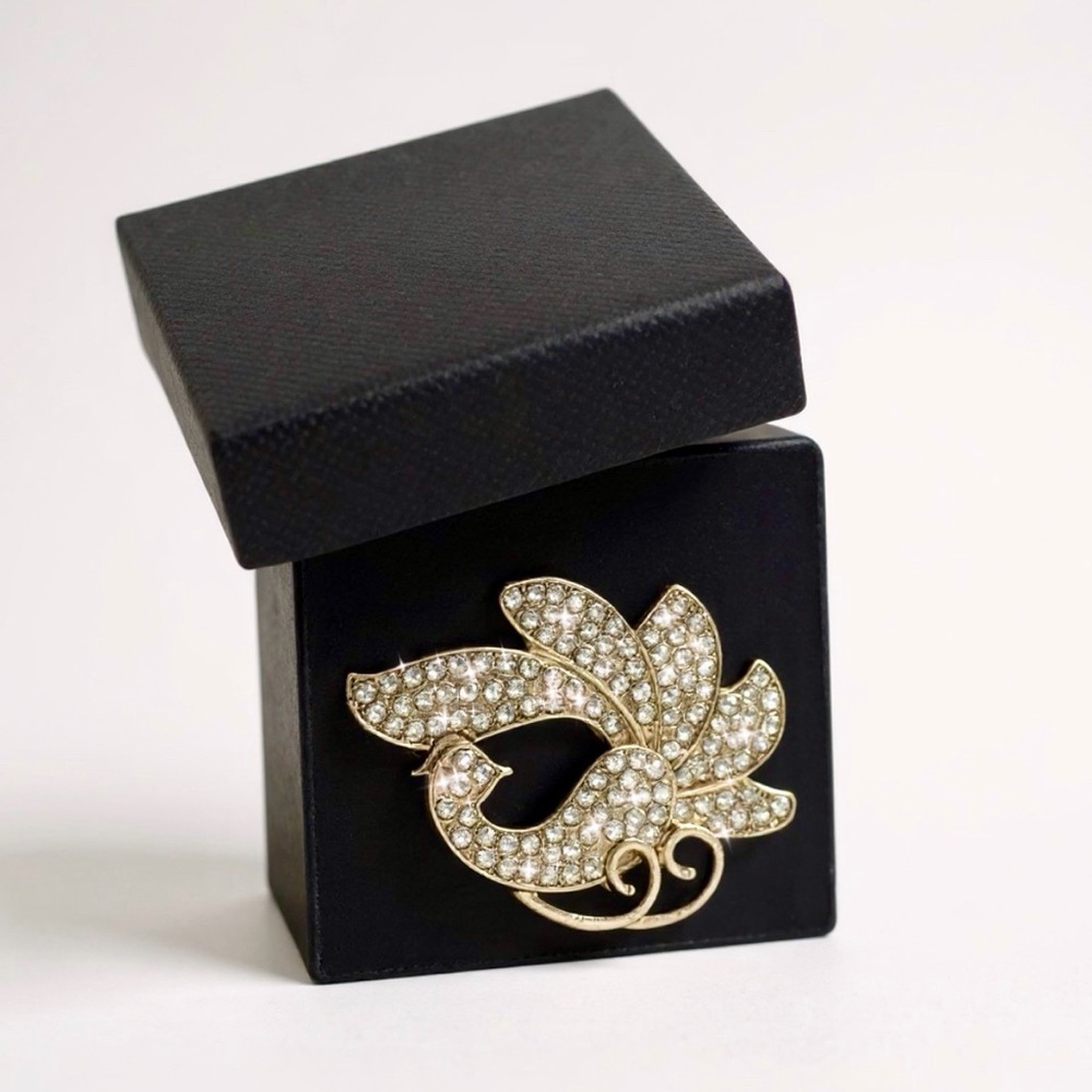 Elegant Gold and Silver Crystal Brooch new in a black box